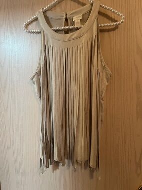 Chico's Neutral Fringe Sleeveless Tank